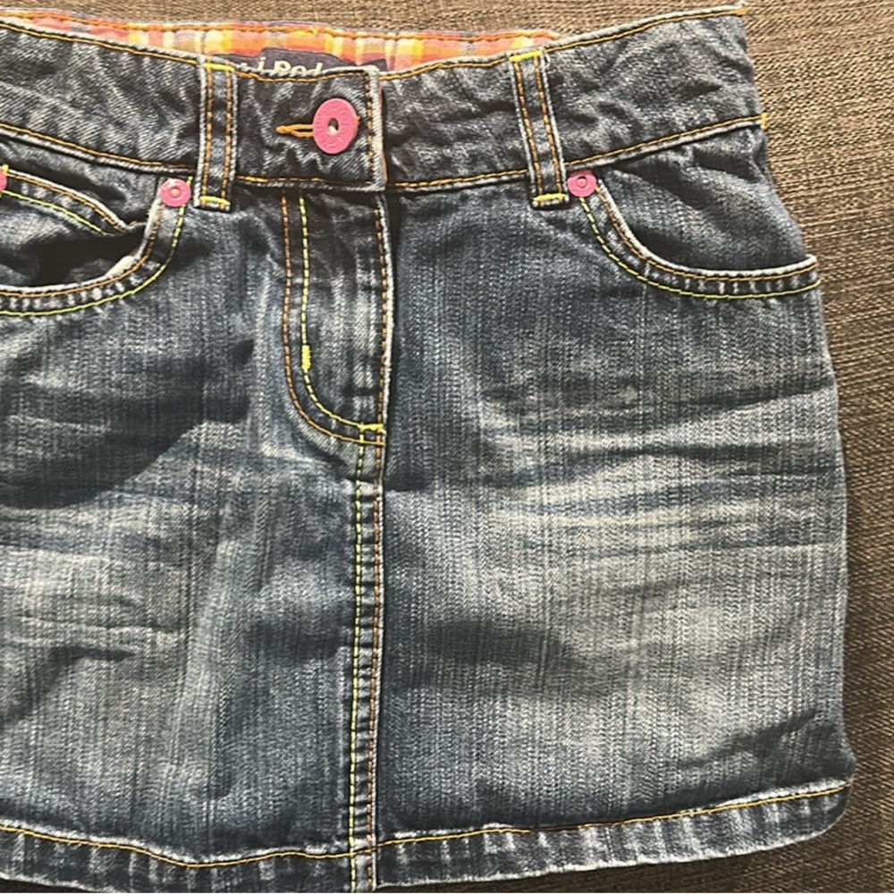 Boden Blue and Pink Skirt with Denim Look